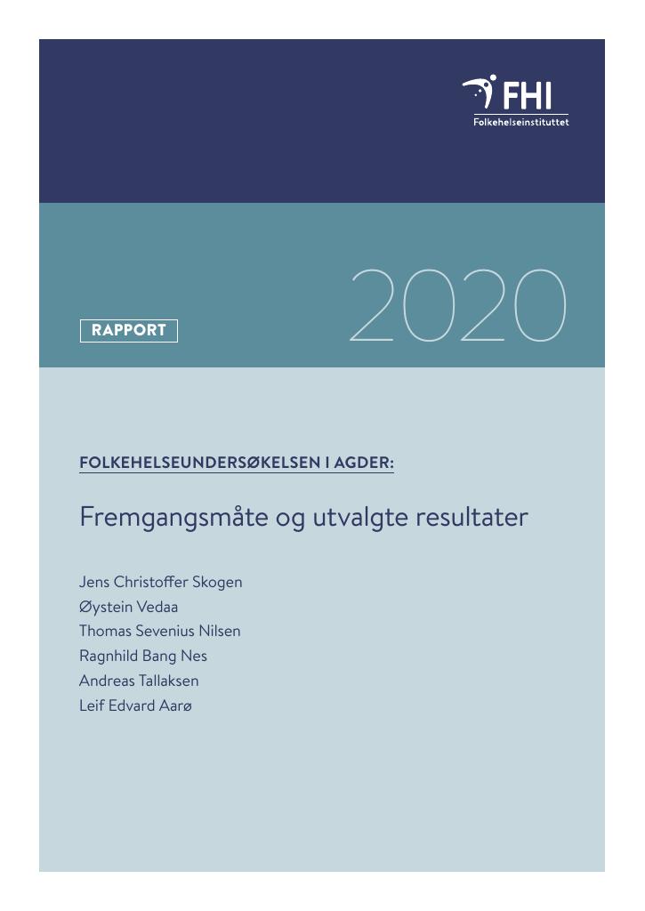 Forsiden av dokumentet Folkehelseundersøkelsen i Agder 2019 : Fremgangsmåte og utvalgte resultater