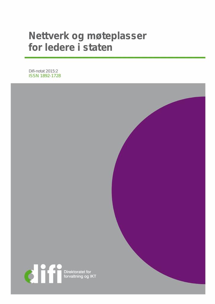 Forsiden av dokumentet Nettverk og møteplasser for ledere i staten