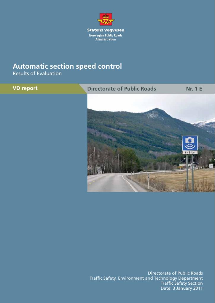 Forsiden av dokumentet Automatic section speed control : Evaluation Results