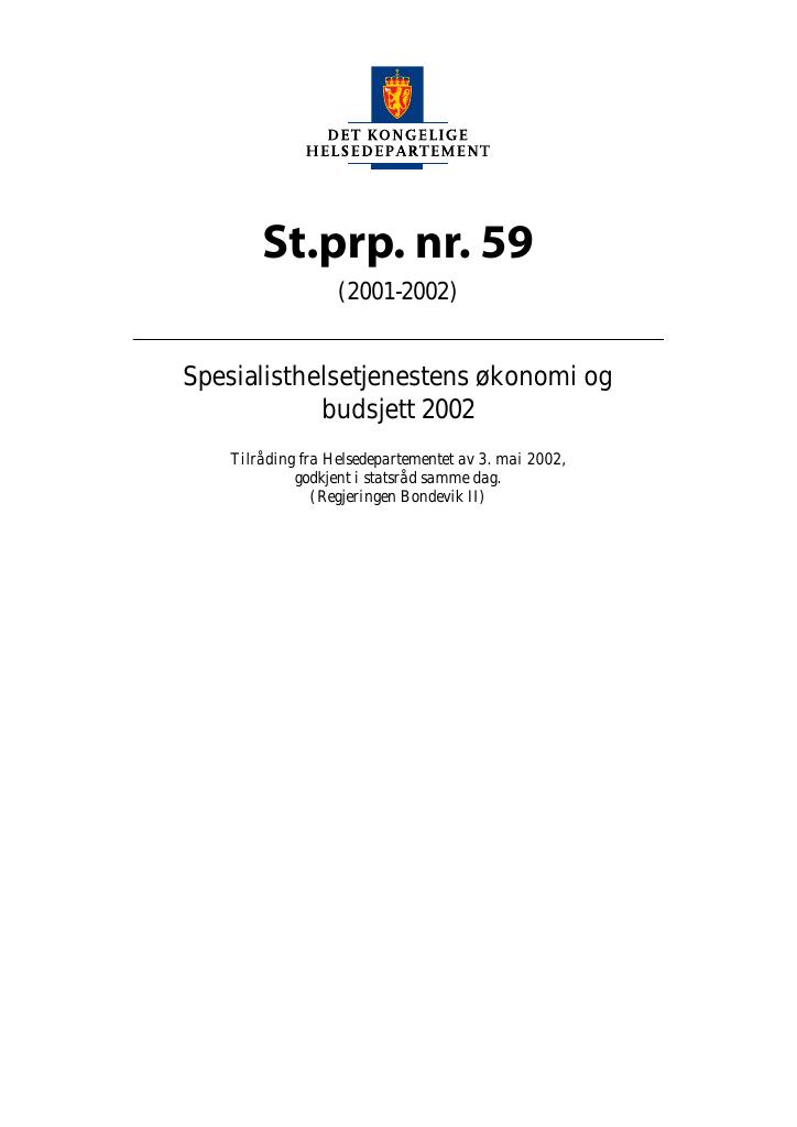 Forsiden av dokumentet St.prp. nr. 59 (2001-2002)