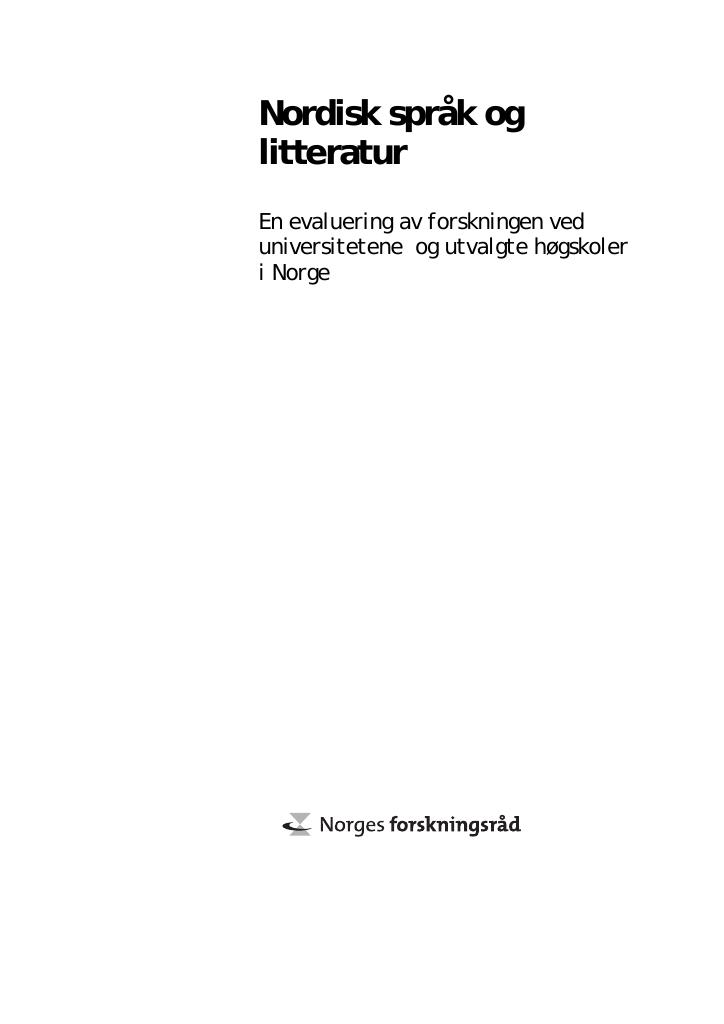 Forsiden av dokumentet Evaluering - Nordisk språk og litteratur