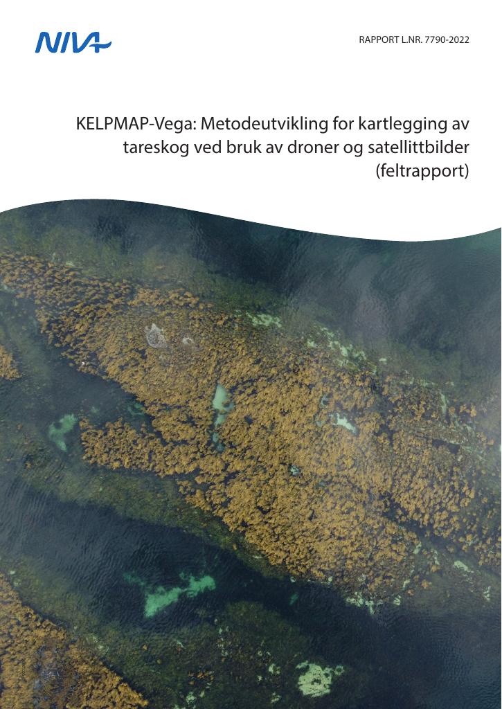 Forsiden av dokumentet KELPMAP-Vega: Metodeutvikling for kartlegging av tareskog ved bruk av droner og satellittbilder (feltrapport)