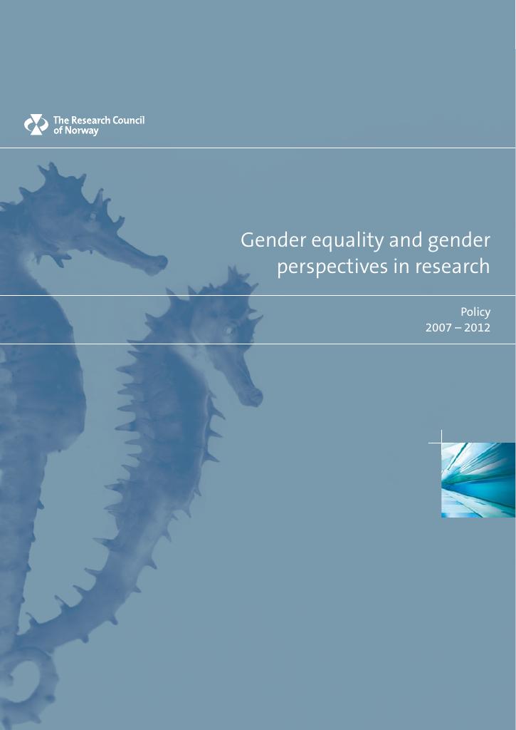 Forsiden av dokumentet Gender equality and gender perspectives in research