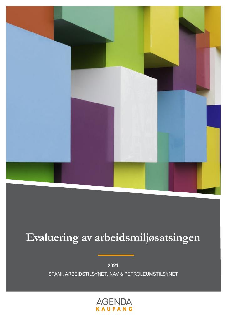 Forsiden av dokumentet Evaluering av arbeidsmiljøsatsingen