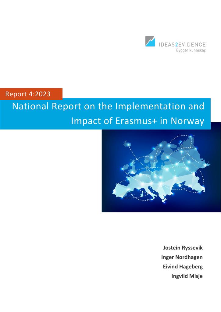 Forsiden av dokumentet National Report on the Implementation and Impact of Erasmus+ in Norway