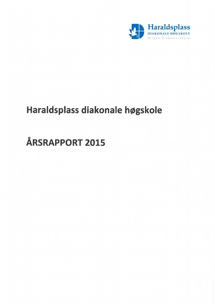 Forsiden av dokumentet Årsrapport Haraldsplass diakonale høgskole 2015