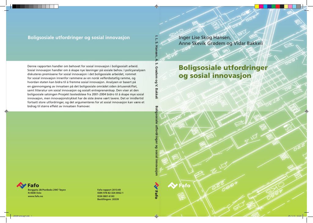 Forsiden av dokumentet Boligsosiale utfordringer og sosial innovasjon 