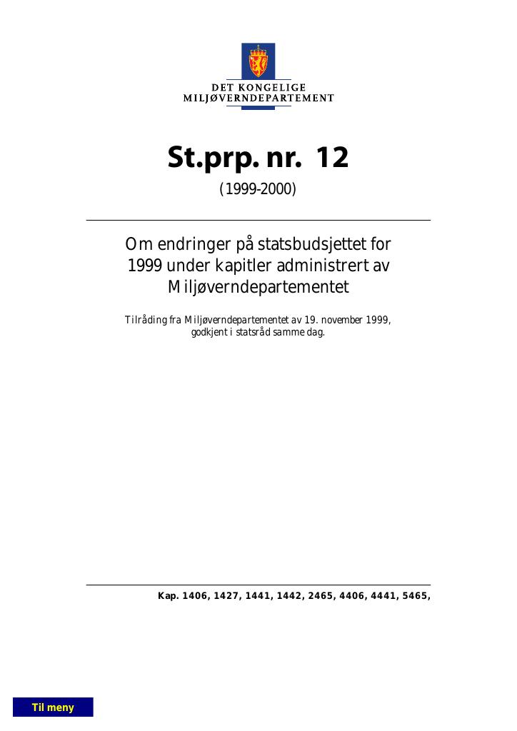 Forsiden av dokumentet St.prp. nr. 12 (1999-2000)