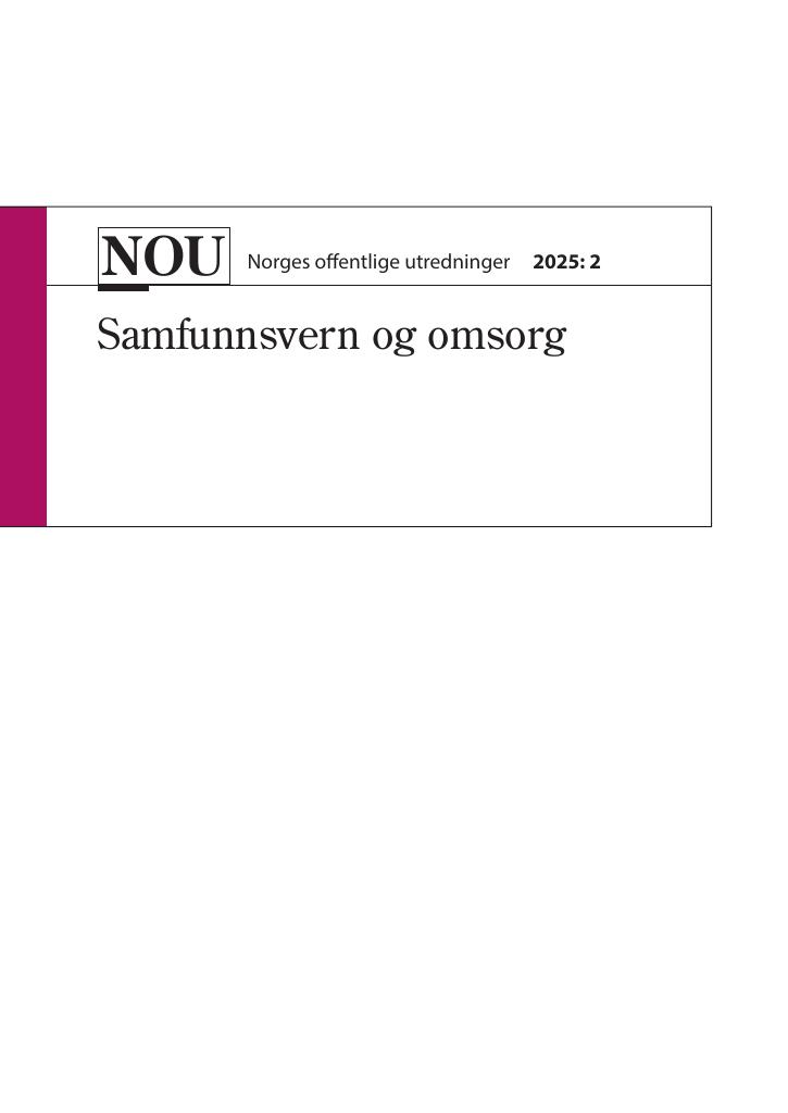 Forsiden av dokumentet NOU 2025: 2 - Samfunnsvern og omsorg