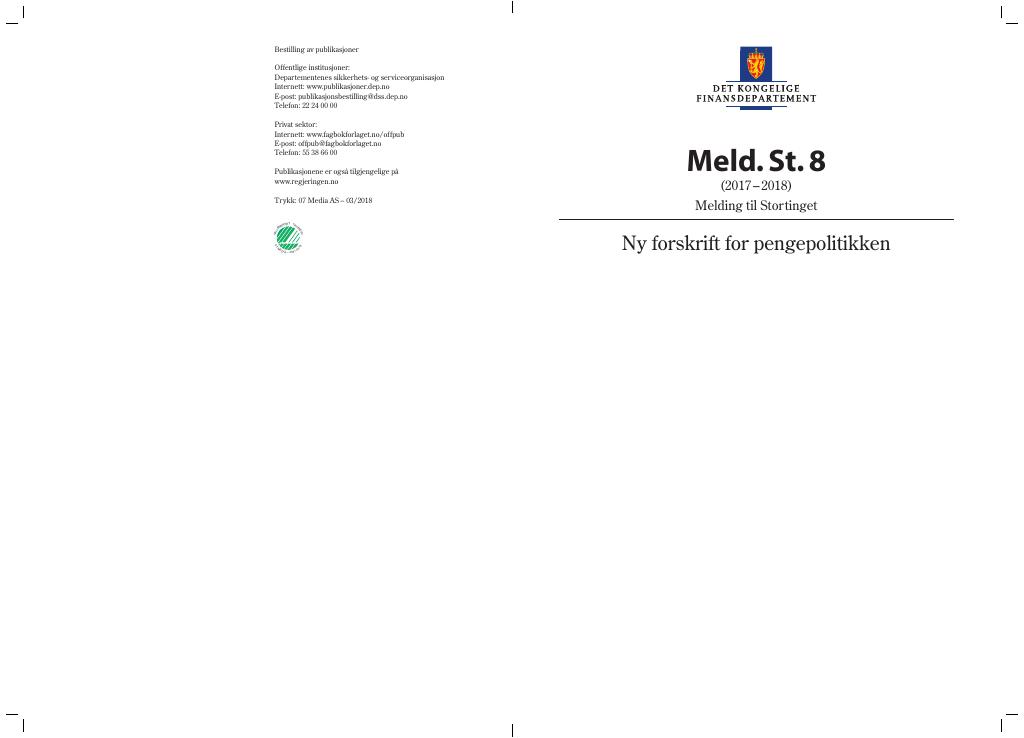 Forsiden av dokumentet Meld. St. 8 (2017–2018)