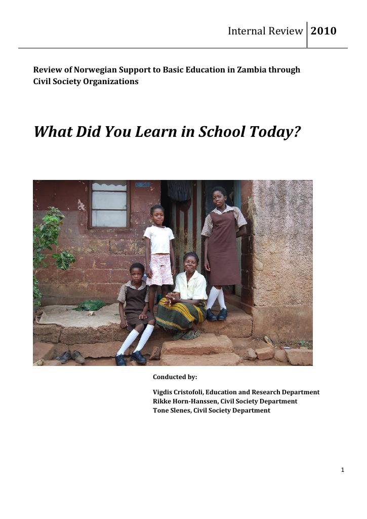 Forsiden av dokumentet What Did You Learn in School Today?