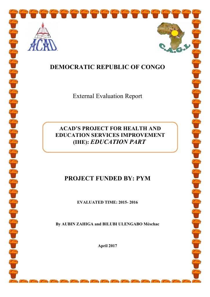 Forsiden av dokumentet External Evaluation Report: ACAD’s Project for Health and Education Services Improvement (IHE)