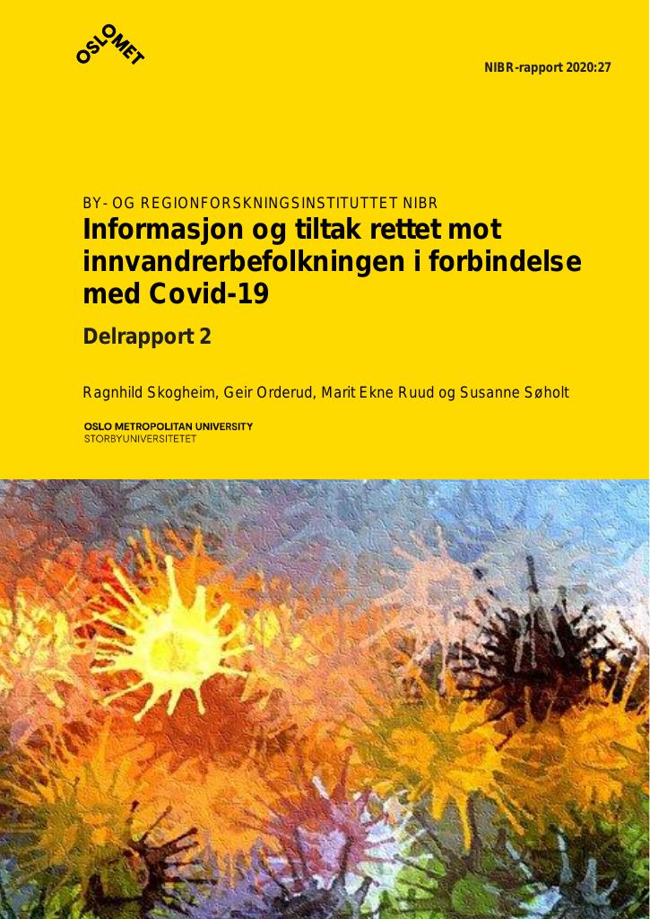 Forsiden av dokumentet Informasjon og tiltak rettet mot innvandrerbefolkningen i forbindelse med Covid-19