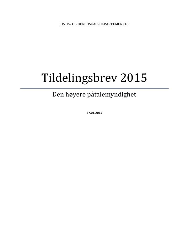 Forsiden av dokumentet Tildelingsbrev (PDF)