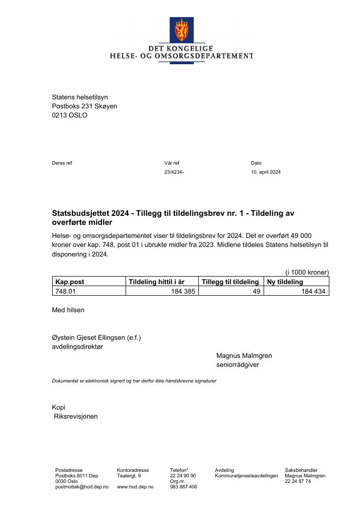Forsiden av dokumentet supplerende 1 2024
