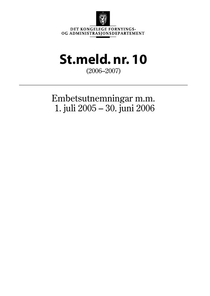 Forsiden av dokumentet St.meld. nr. 10 (2006-2007)