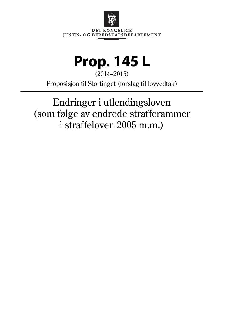 Forsiden av dokumentet Prop. 145 L (2014–2015)