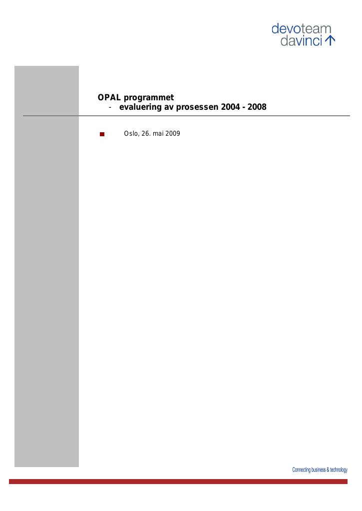 Forsiden av dokumentet OPAL-programmet