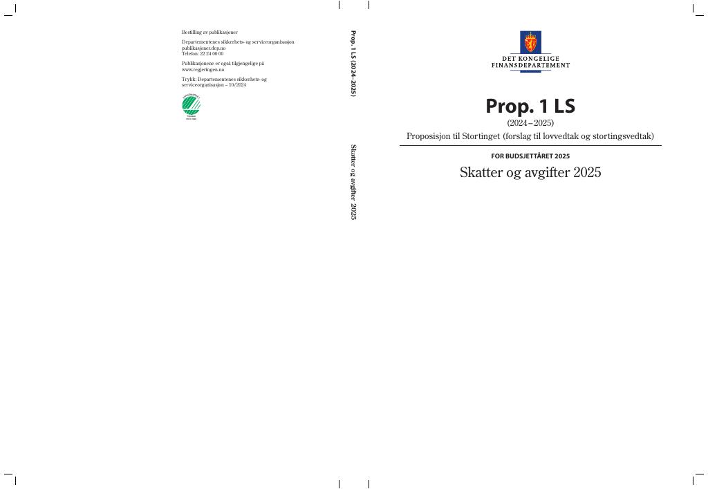 Forsiden av dokumentet Prop. 1 LS (2024–2025)