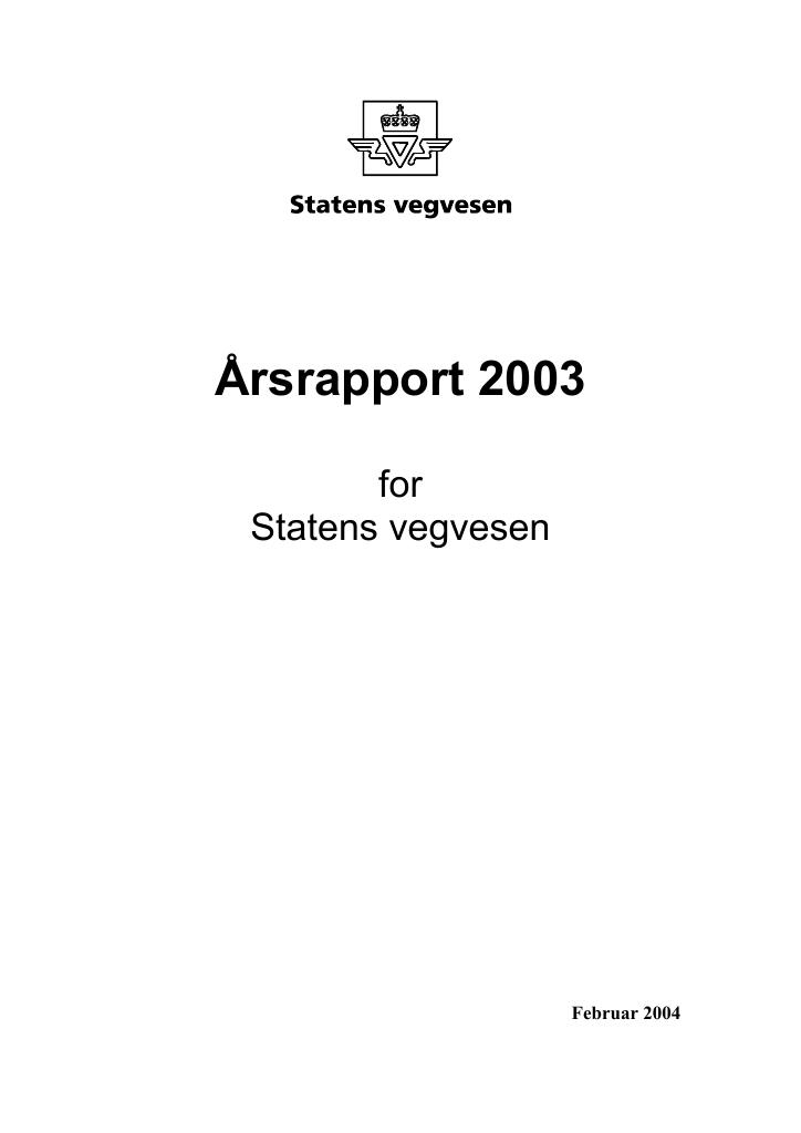 Forsiden av dokumentet Årsrapport Statens vegvesen 2003