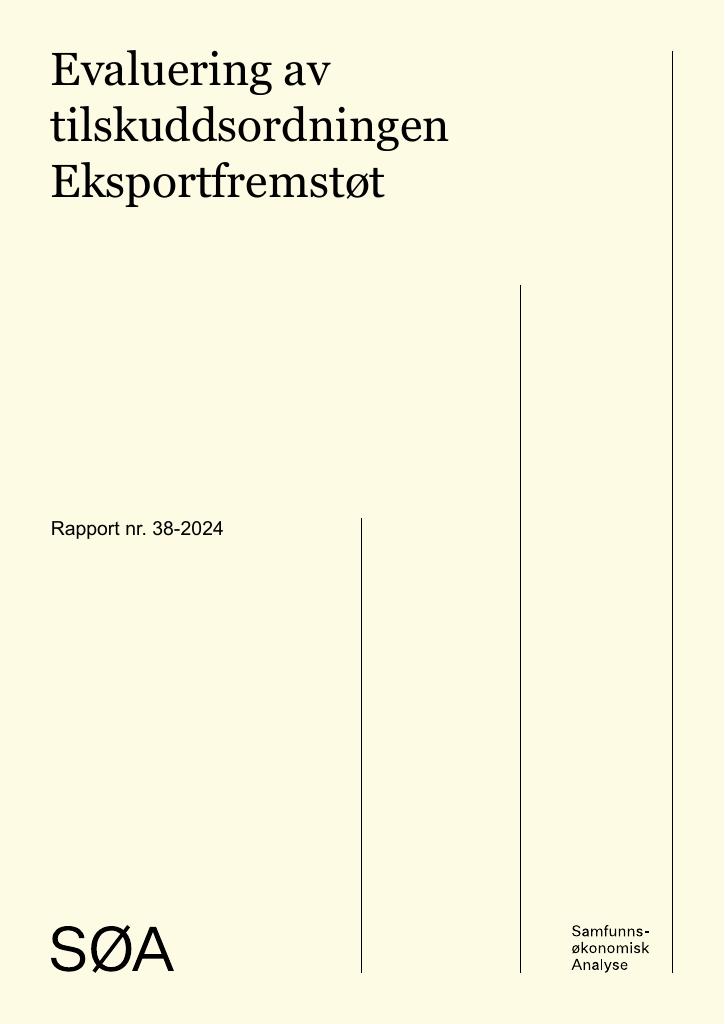 Forsiden av dokumentet Evaluering av tilskuddsordningen Eksportfremstøt