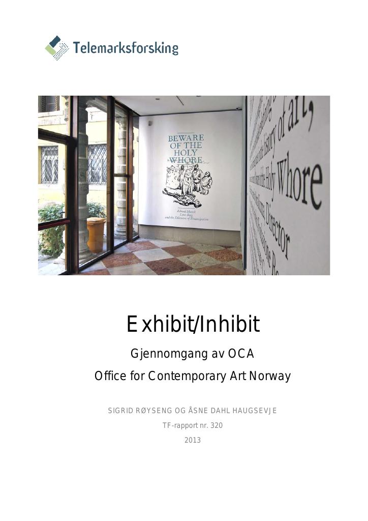 Forsiden av dokumentet Gjennomgang av OCA - Office for Contemporary Art Norway
