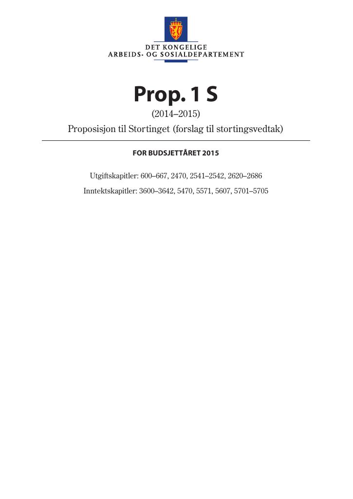 Forsiden av dokumentet Prop. 1 S (2014–2015)