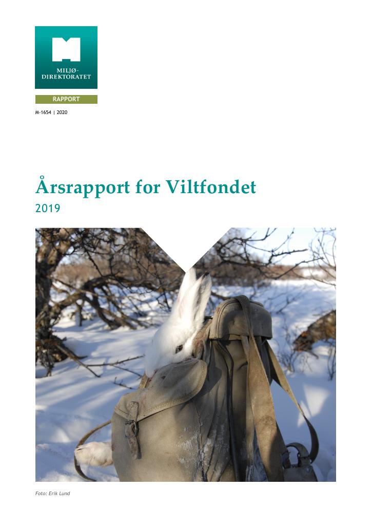 Forsiden av dokumentet Årsrapport for Viltfondet Miljødirektoratet 2019