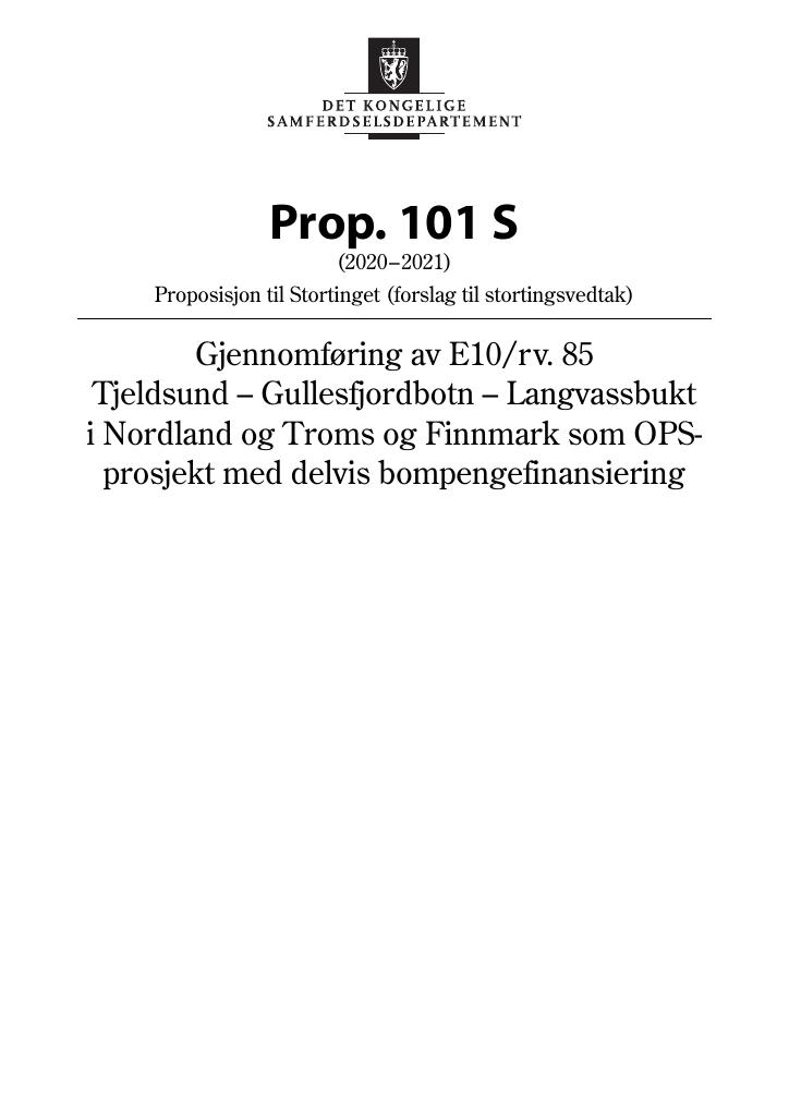 Forsiden av dokumentet Prop. 101 S (2020–2021)