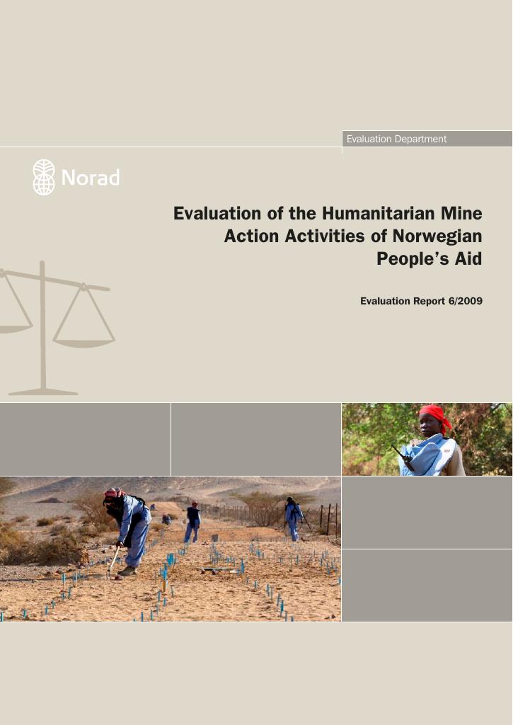 Forsiden av dokumentet Evaluation of the Humanitarian Mine Action Activities of Norwegian People’s Aid