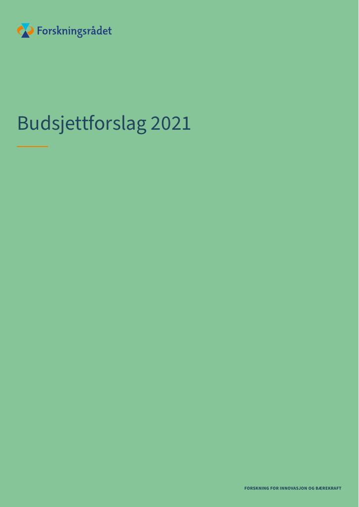 Forsiden av dokumentet Budsjettforslag 2021