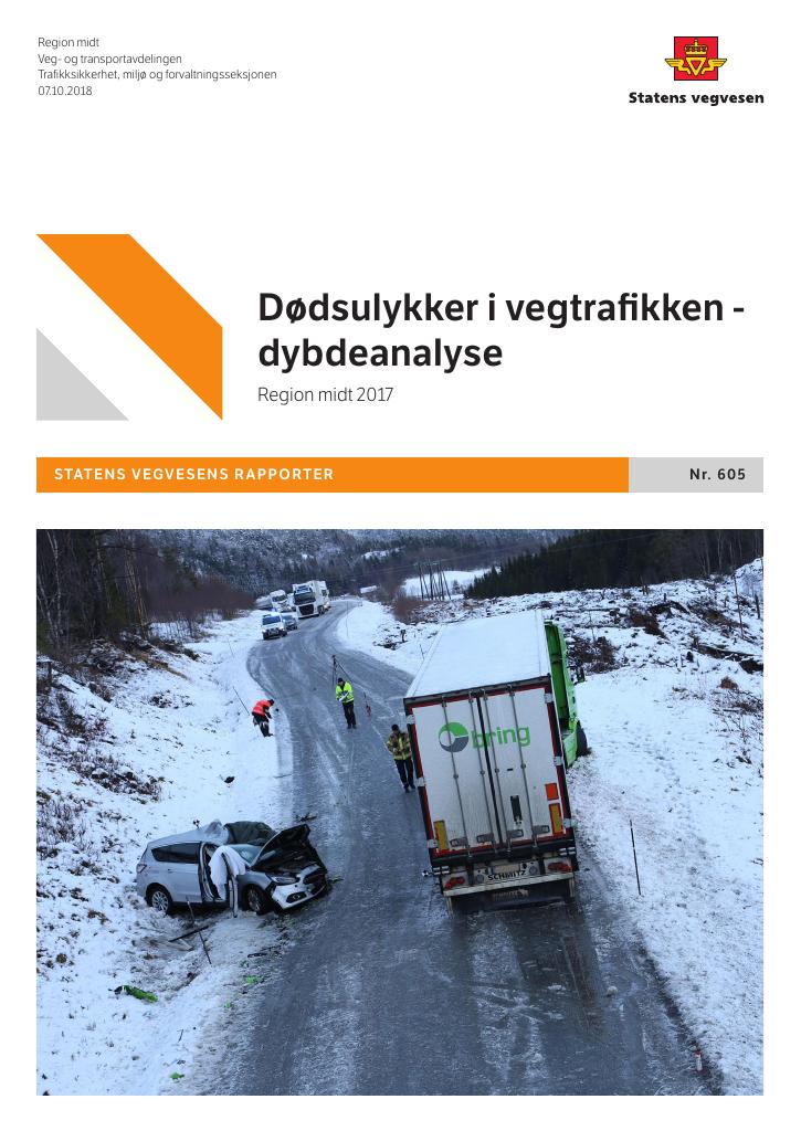 Forsiden av dokumentet Dødsulykker i vegtrafikken - dybdeanalyse