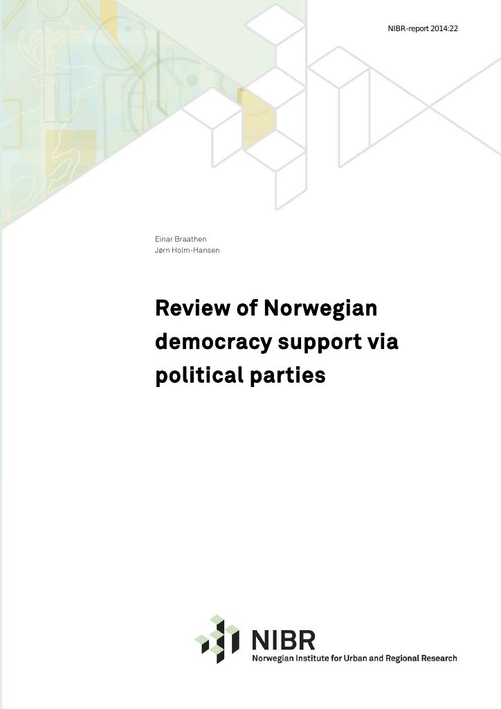 Forsiden av dokumentet Review of Norwegian democracy support via political parties
