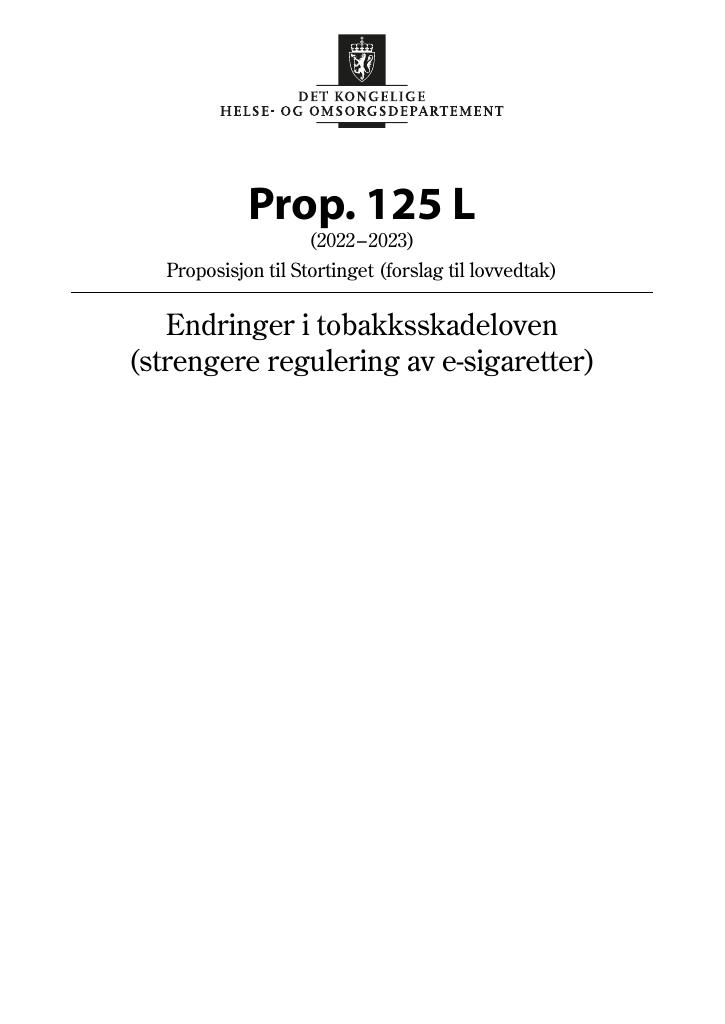 Forsiden av dokumentet Prop. 125 L (2022–2023)