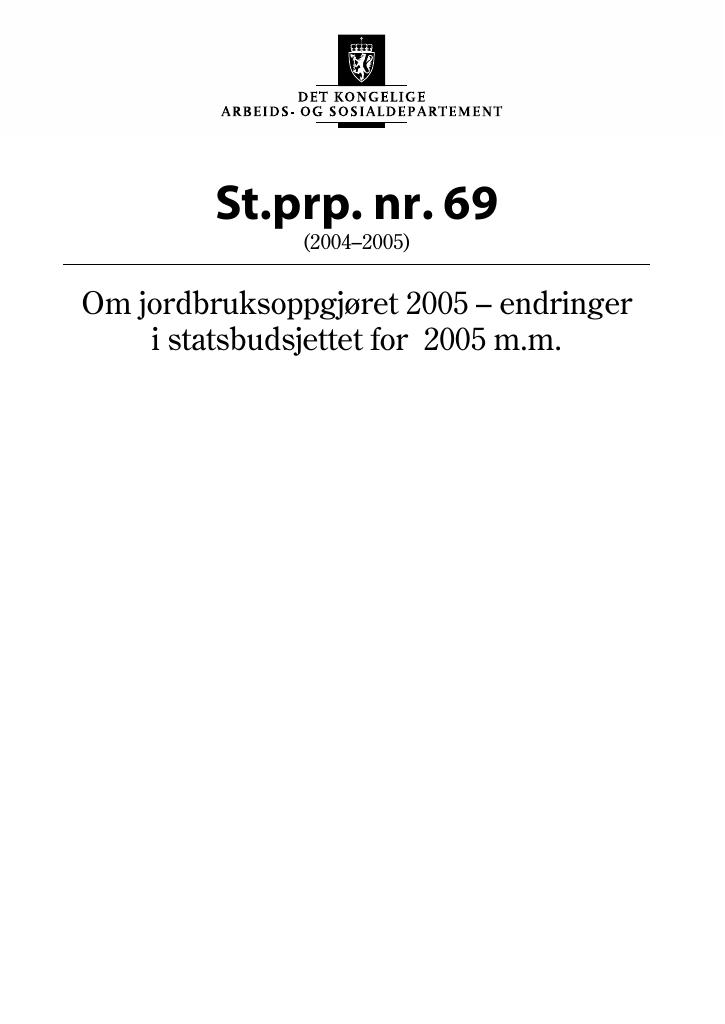 Forsiden av dokumentet St.prp. nr. 69 (2004-2005)