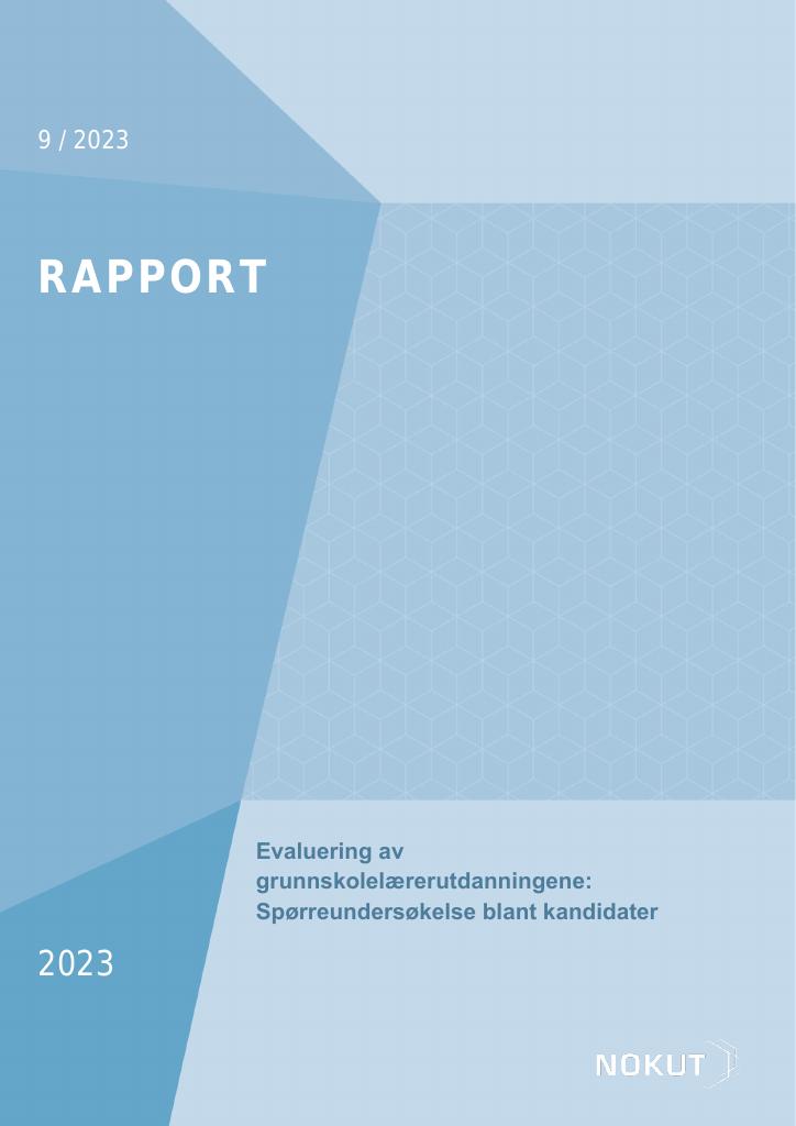 Forsiden av dokumentet Evaluering av grunnskolelærerutdanningene: Spørreundersøkelse blant kandidater