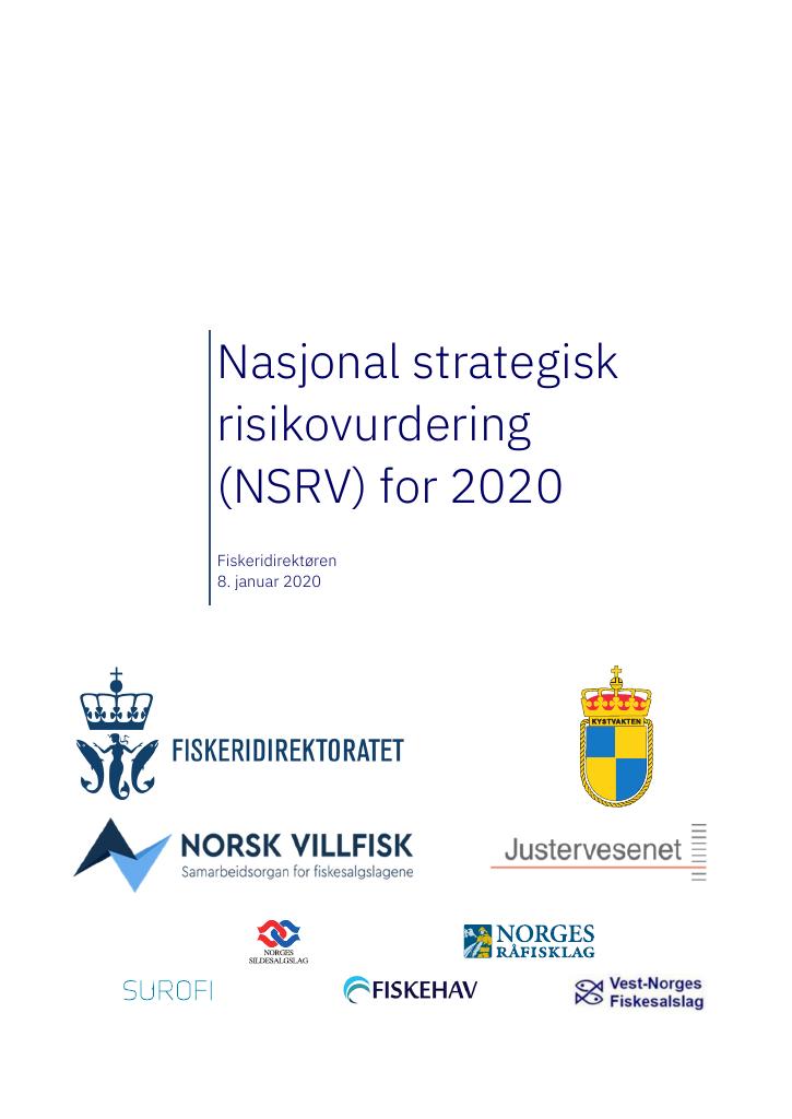 Forsiden av dokumentet Nasjonal strategisk risikovurdering (NSRV) for 2020