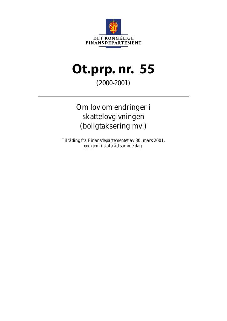 Forsiden av dokumentet Ot.prp. nr. 55 (2000-2001)