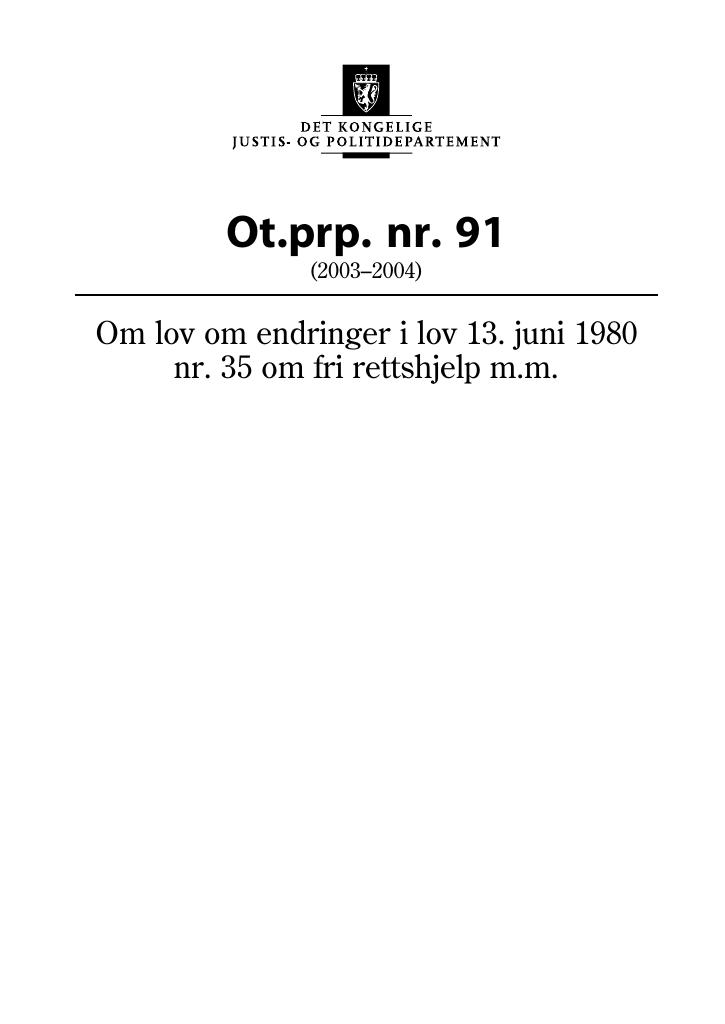 Forsiden av dokumentet Ot.prp. nr. 91 (2003-2004)