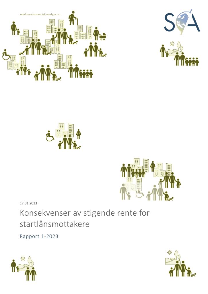 Forsiden av dokumentet Konsekvenser av stigende rente for startlånsmottakere