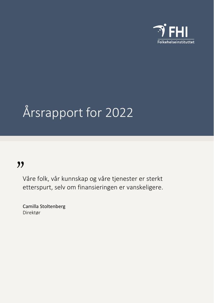 Forsiden av dokumentet Årsrapport Folkehelseinstituttet 2022