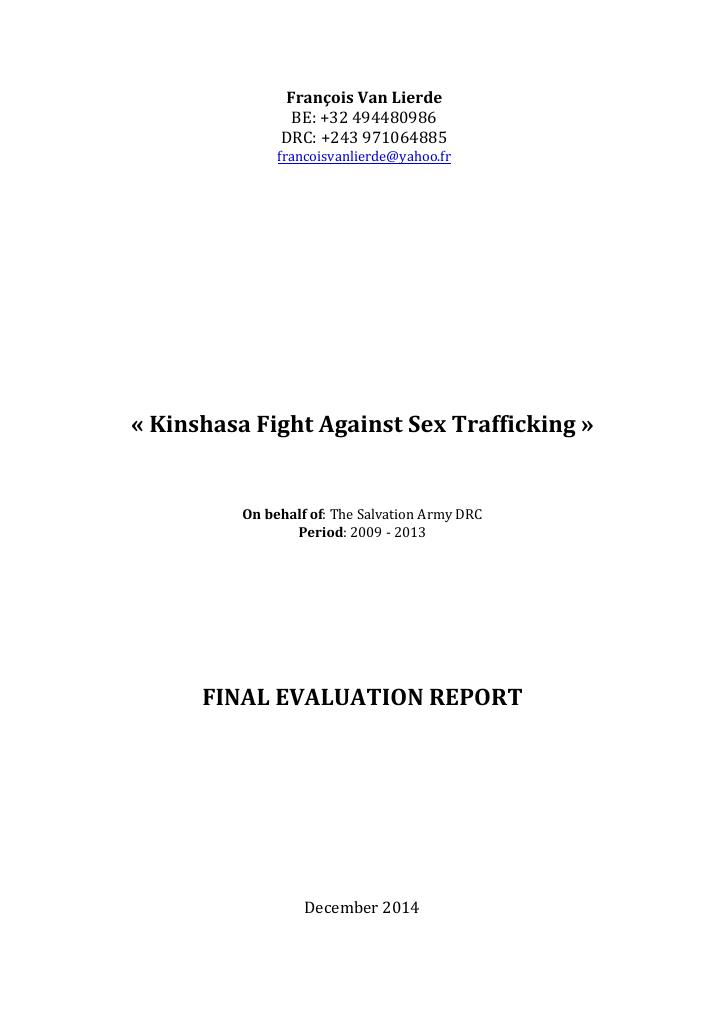 Forsiden av dokumentet Kinshasa Fight Against Sex Trafficking