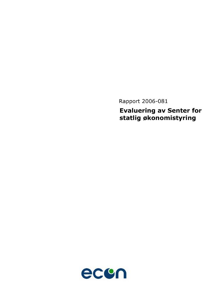 Forsiden av dokumentet Evaluering av Senter for statlig økonomistyring
