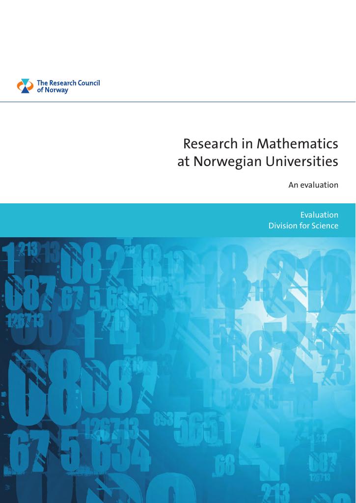 Forsiden av dokumentet Evaluation - Research in Mathematics in Norwegian Universities