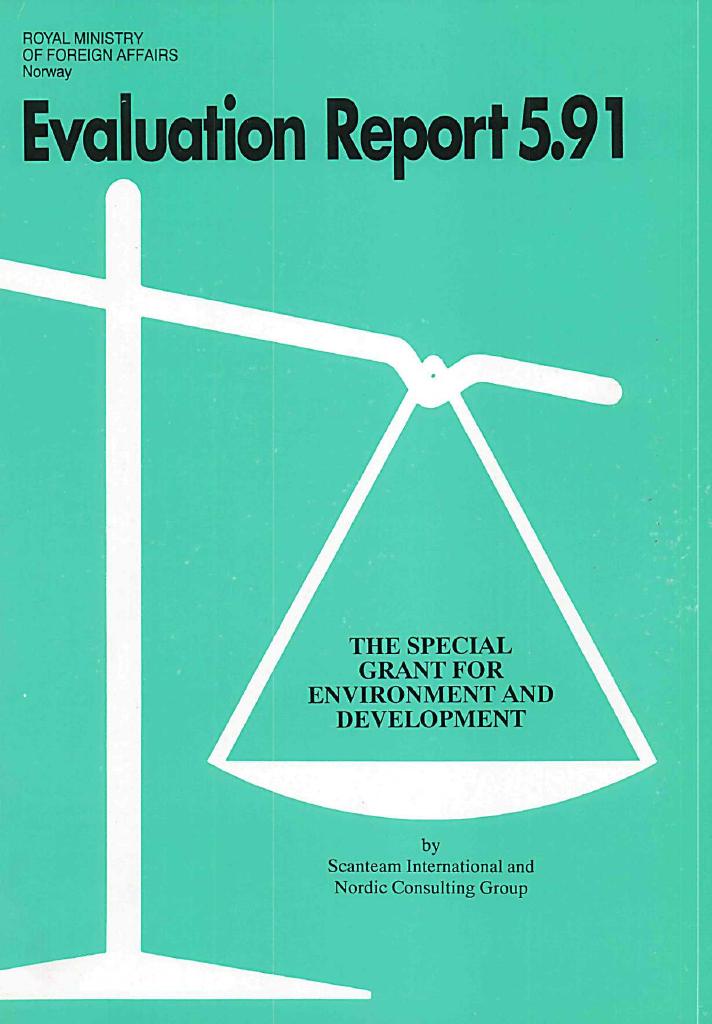Forsiden av dokumentet Evaluation of the Special Grant for Environment and Development