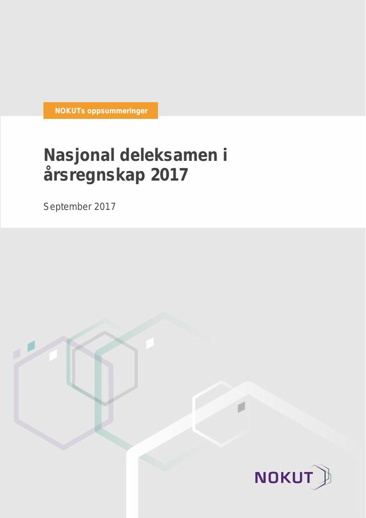 Forsiden av dokumentet Nasjonal deleksamen i årsregnskap 2017