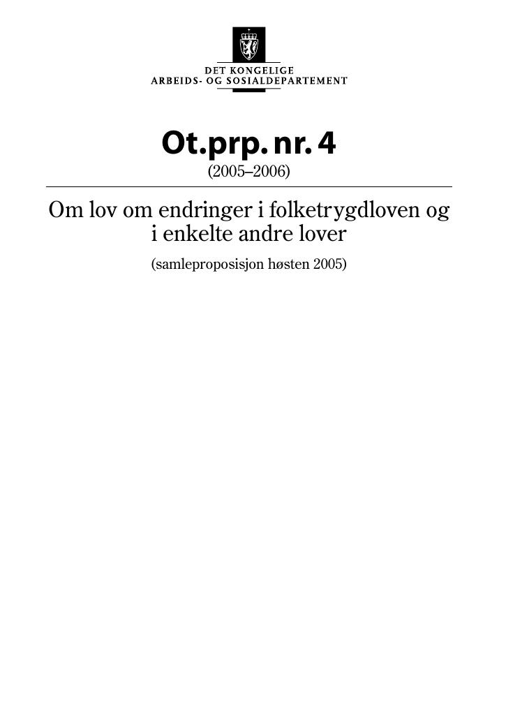 Forsiden av dokumentet Ot.prp. nr. 4 (2005-2006)