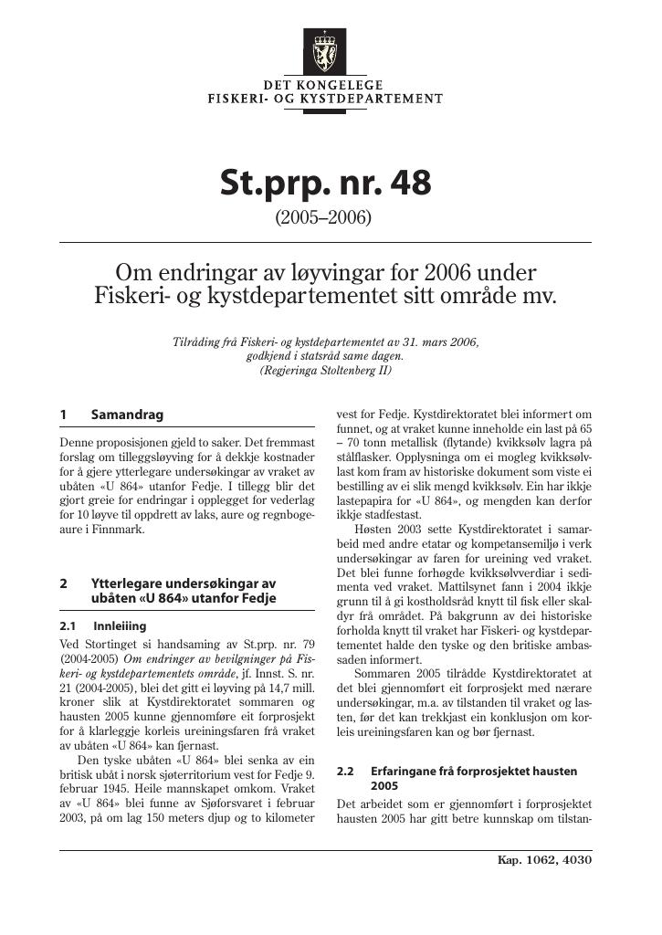 Forsiden av dokumentet St.prp. nr. 48 (2005-2006)