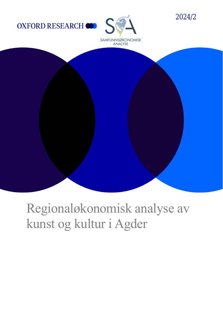 Forsiden av dokumentet Regionaløkonomisk analyse av kunst og kultur i Agder