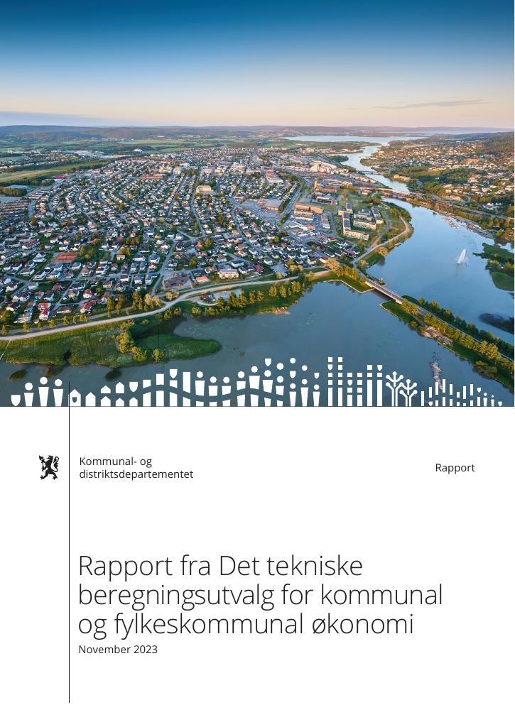 Forsiden av dokumentet Rapport fra Det tekniske beregningsutvalg for kommunal og fylkeskommunal økonomi, november 2023